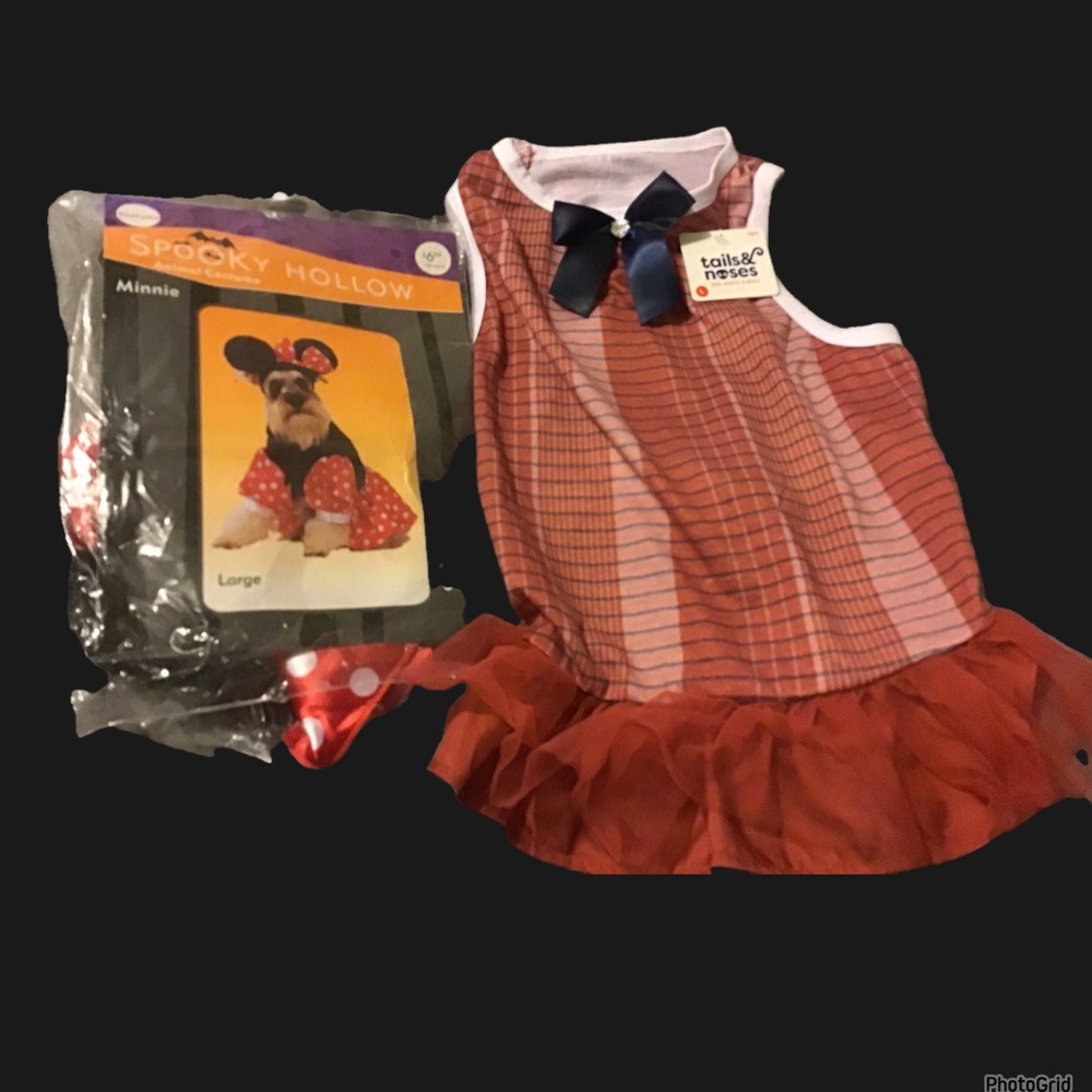 Lot of 2 size large dog clothes and costume Mickey Mouse NWT